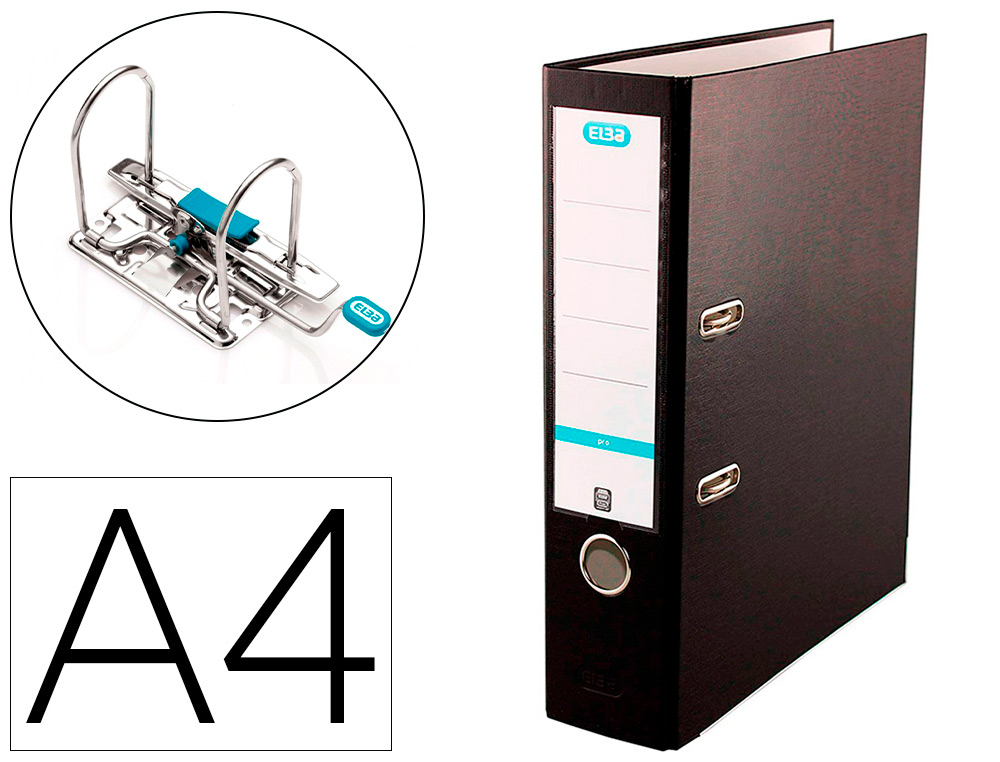 ARCHIVADOR DE PALANCA ELBA TOP CARTON COMPACTO POLIPROPILENO CON RADO DIN A4 LOMO DE 80 MM NEGRO
