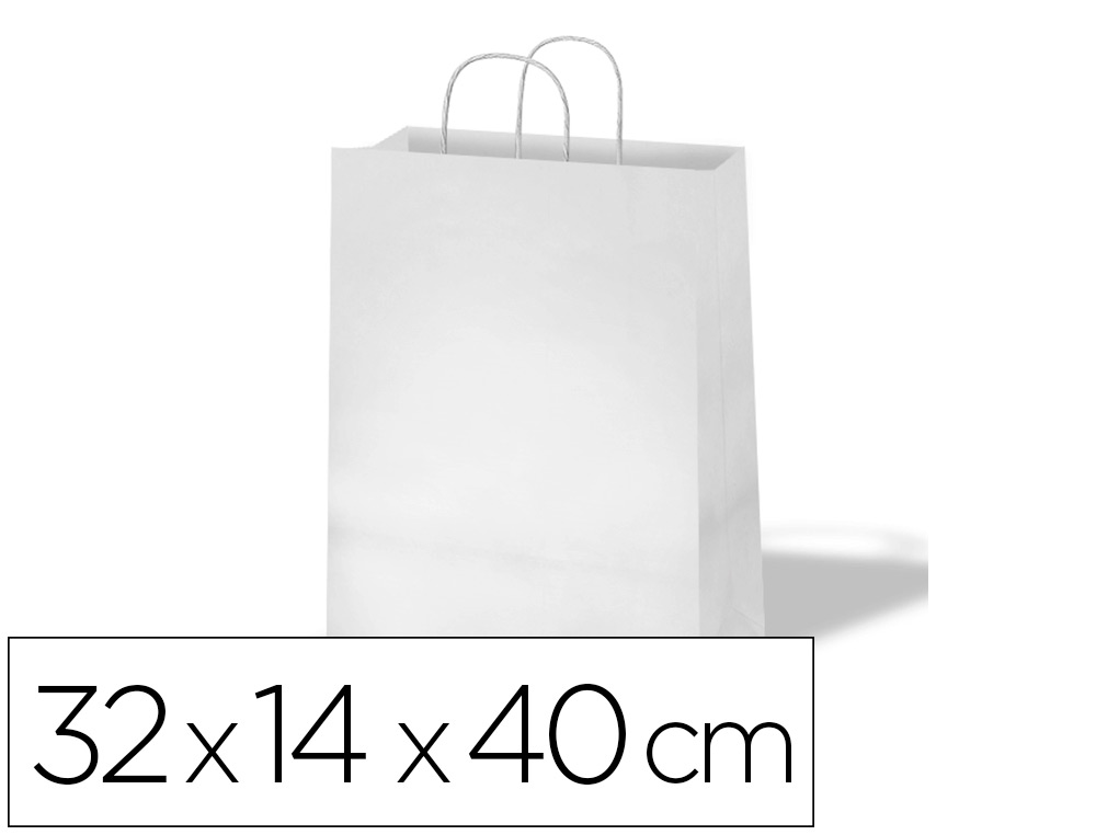 BOLSA KRAFT BASIKA CELULOSA BLANCO 90 GR ASA RETORCIDA TAMAÑO \"L\" 320X140X400 MM