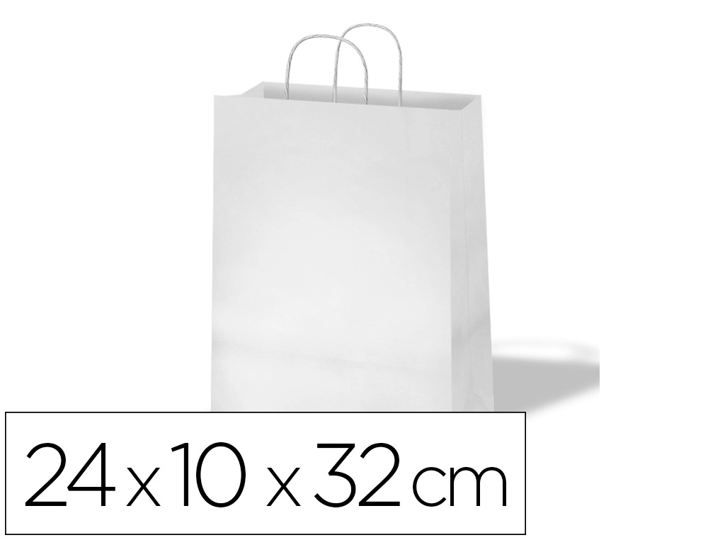 BOLSA KRAFT BASIKA CELULOSA BLANCO 90 GR ASA RETORCIDA TAMAÑO \"S\" 240X100X320 MM