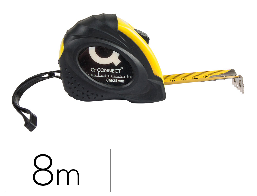 FLEXOMETRO Q-CONNECT CON FRENO MATERIAL ANTICHOQUE 25 MM DE ANCHO LONGITUD 8 MT