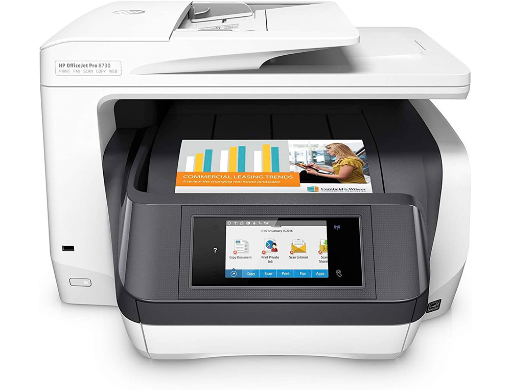 EQUIPO MULTIFUNCION HP OFFICEJET PRO 8730 TINTA COLOR 24 PPM / 20 PPM ESCANER FAX COPIADORA IMPRESORA WIFI