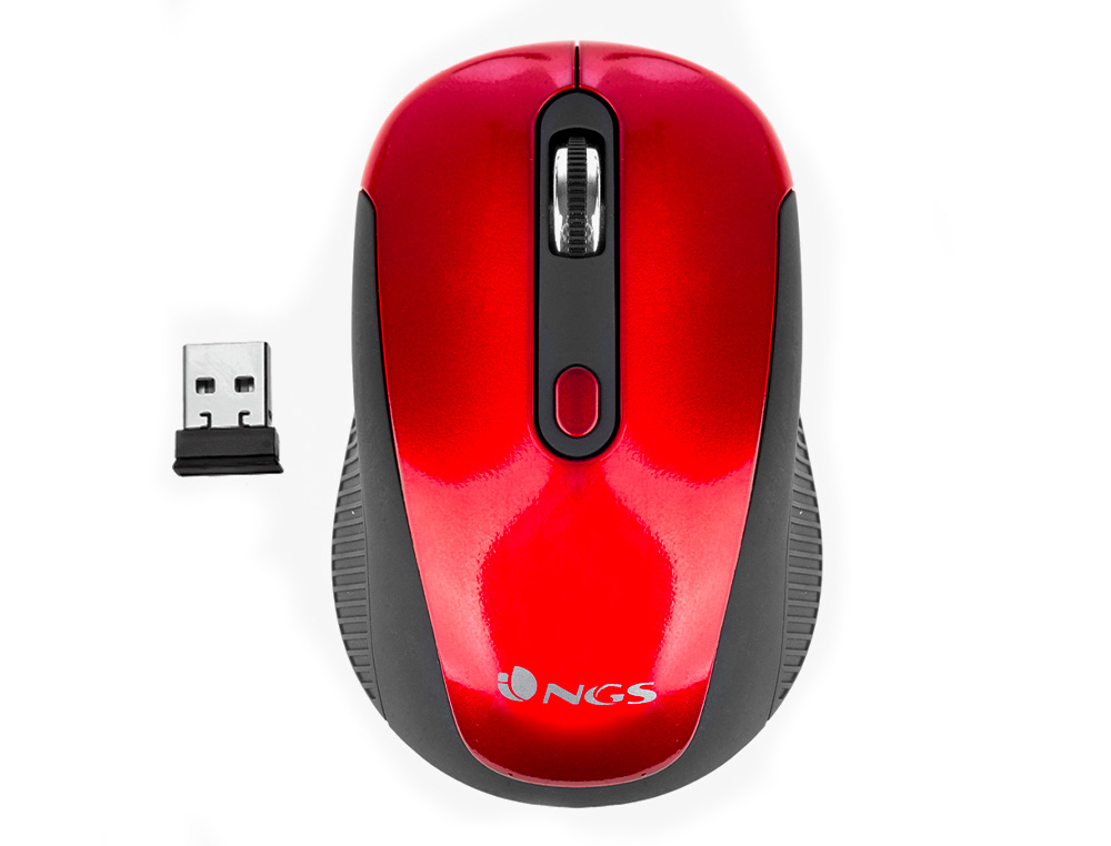 RATON NGS HAZE OPTICO 800/1600 DPI INALAMBRICO NANO RECEPTOR USB 2,4 GHZ COLOR ROJO