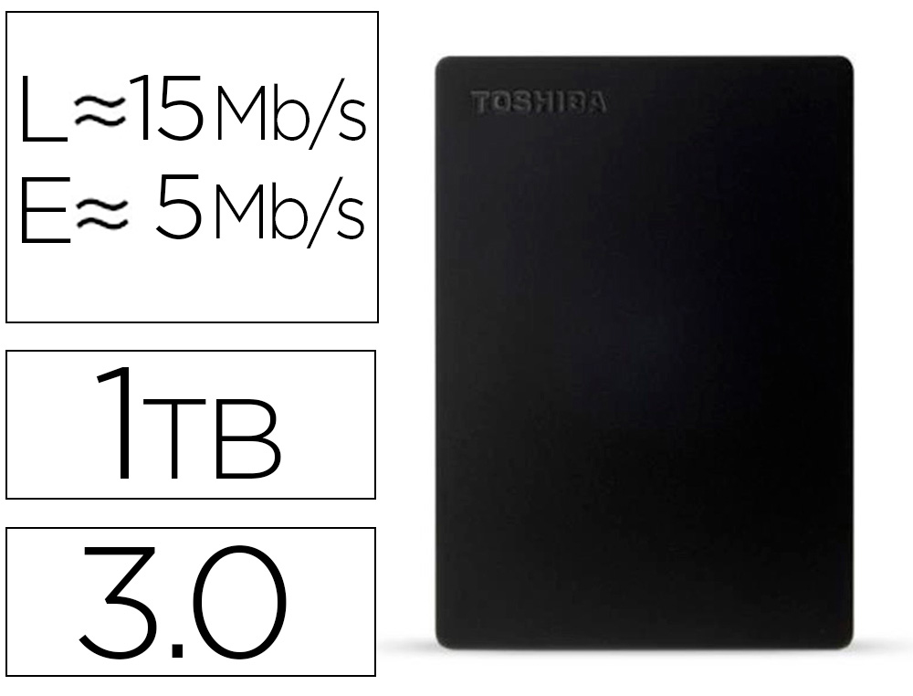 DISCO DURO EXTERNO TOSHIBA CANVIO SLIM HDD 2,50\" 5.000 MBIT/S USB 3.0 1 TB COLOR NEGRO