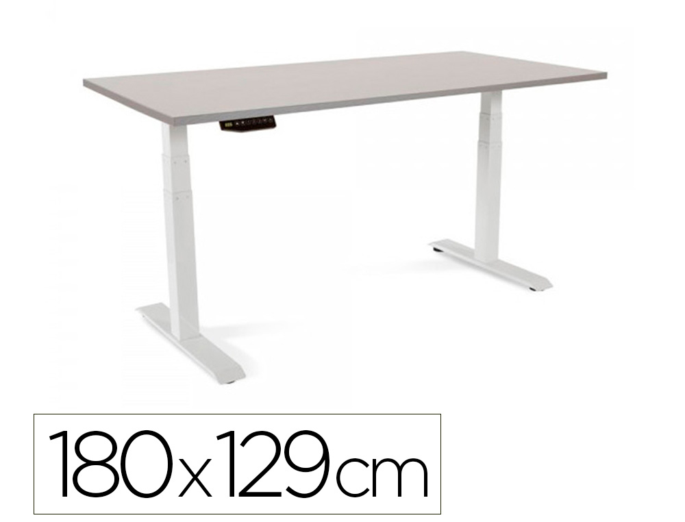 MESA ROCADA REGULABLE EN ALTURA ELECTRICAMENTE HASTA 129 CM ESTRUCTURA DE ACERO TABLERO 180 CM COLOR GRIS