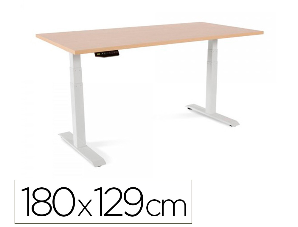 MESA ROCADA REGULABLE EN ALTURA ELECTRICAMENTE HASTA 129 CM ESTRUCTURA DE ACERO TABLERO 180 CM COLOR HAYA