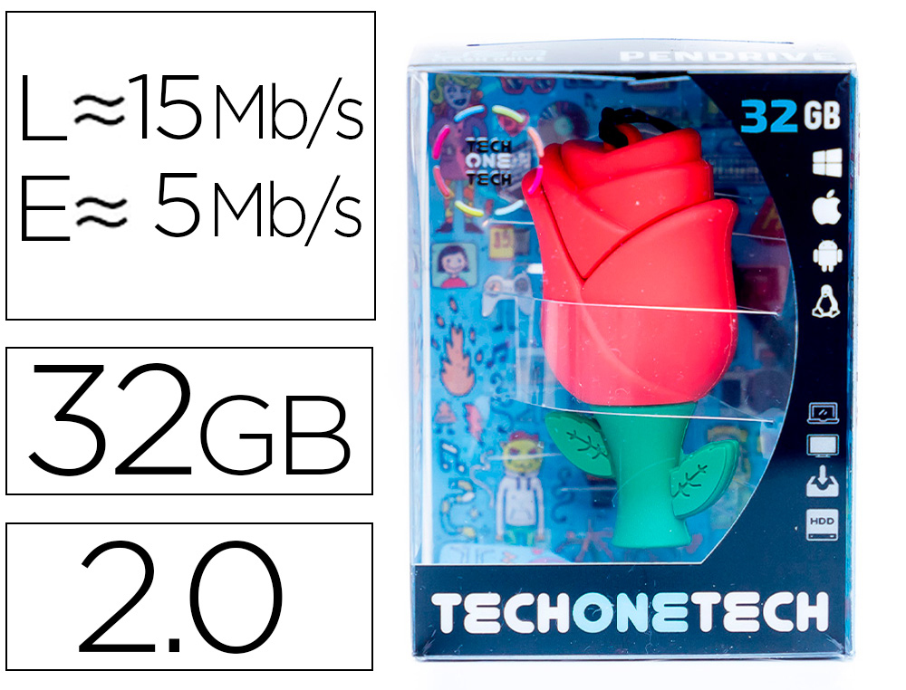 MEMORIA USB TECH ON TECH ROSA ONE 32 GB