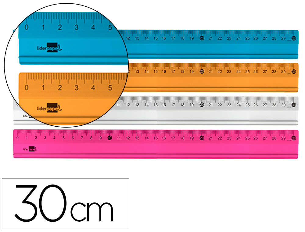 REGLA LIDERPAPEL 30 CM ALUMINIO COLORES SURTIDOS