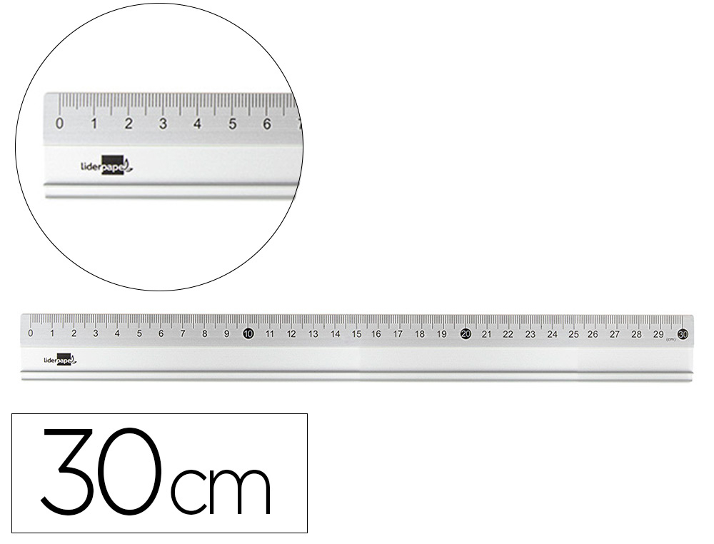 REGLA LIDERPAPEL 30 CM ALUMINIO COLOR METALICO