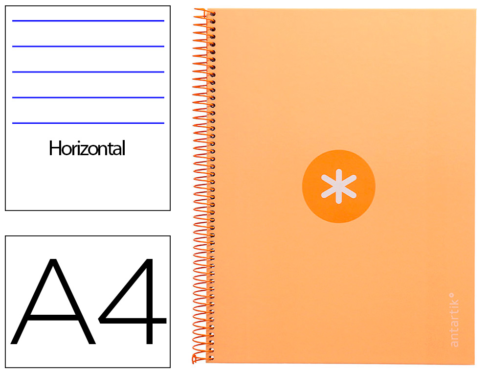 CUADERNO ESPIRAL LIDERPAPEL A4 MICRO ANTARTIK TAPA FORRADA80H 90 GR HORIZONTAL 1 BANDA 4 TALADROS COLOR AMARILLO CLAR