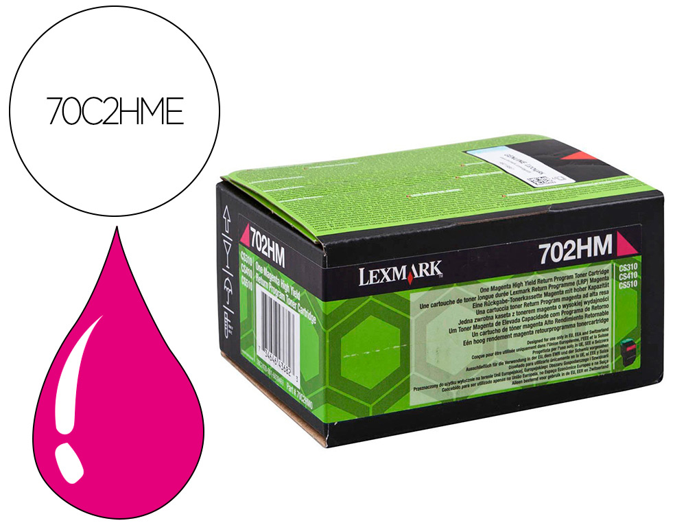 TONER LEXMARK LASER 702HME CS310DN / CS410 DN MAGENTA 3000 PAGINAS