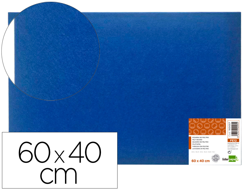 TABLERO DE FIELTRO LIDERPAPEL MURAL COLOR AZUL 40X60 CM