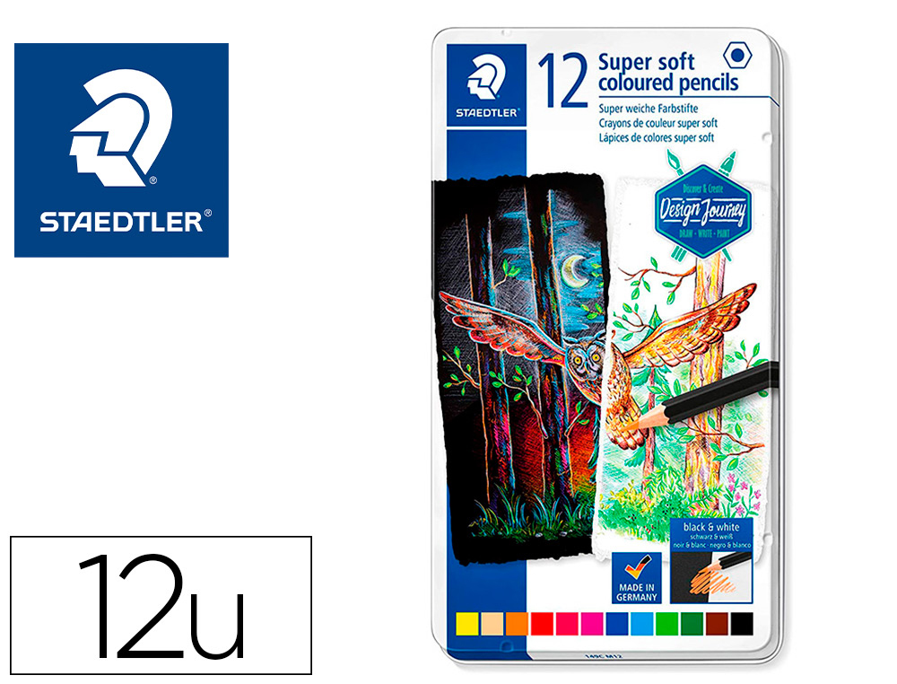 LAPICES DE COLORES STAEDTLER SUPER SOFT CAJA METAL DE 12 COLORES SURTIDOS