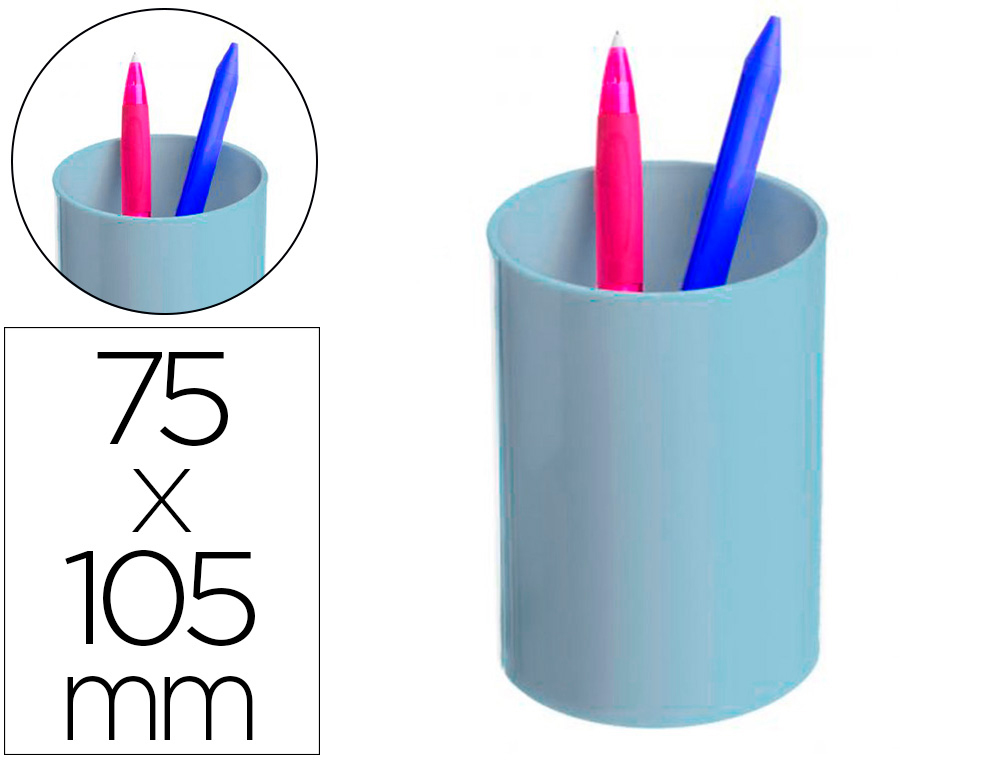 CUBILETE PORTALAPICES ARCHIVO 2000 AZUL PASTEL OPACO PLASTICO 100% RECICLADO DIAMETRO 75 MM ALTO 105 MM