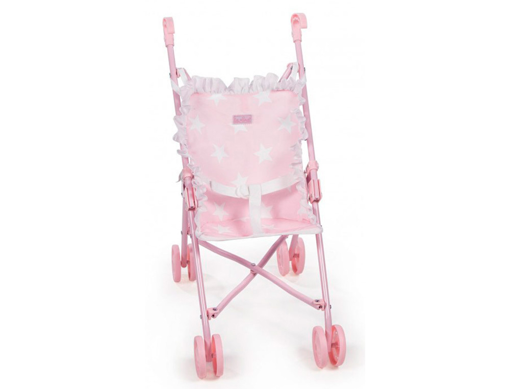 SILLA PEQUEÑA DE PASEO PARA MUÑECAS CARLOTA COLOR ROSA 550X270X410 MM