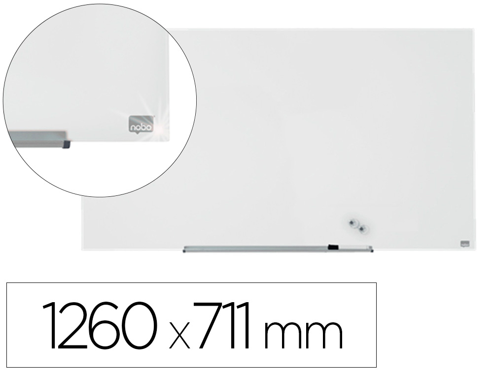 PIZARRA BLANCA NOBO IMPRESSION PRO CRISTAL 57\" MAGNETICA 1260X711 MM