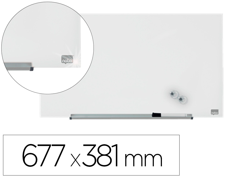 PIZARRA BLANCA NOBO IMPRESSION PRO CRISTAL 31\" MAGNETICA 677X381 MM
