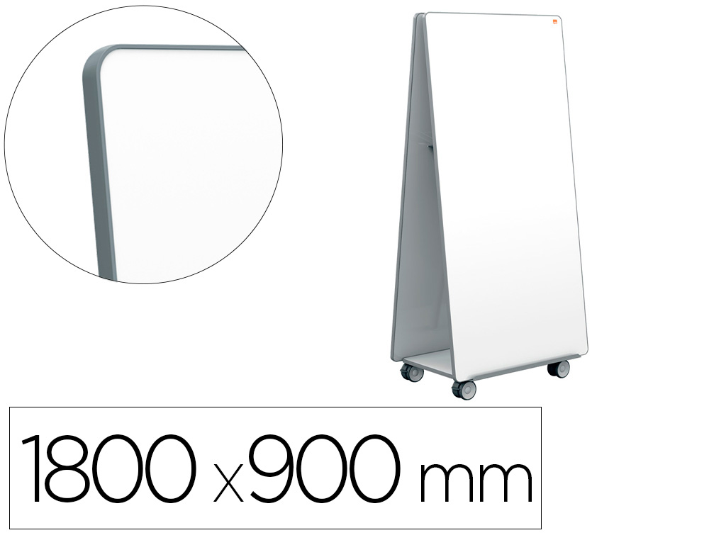 SISTEMA MOVIL NOBO MOVE&MEET 2 PIZARRAS MAGNETICAS CON 2 BANDEJAS PARA ACCESORIOS 1800X900 MM