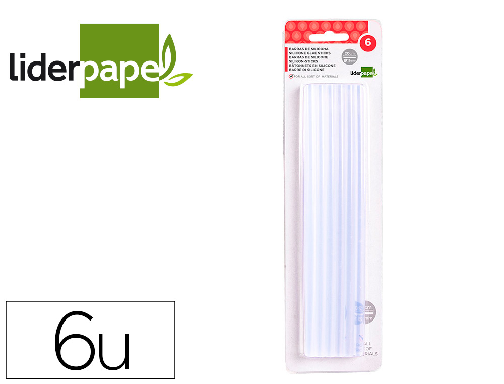 BARRA TERMOFUSIBLE LIDERPAPEL DE 11 MM DE DIAMETRO X 200 MM DE LARGO BLISTER DE 6 UNIDADES
