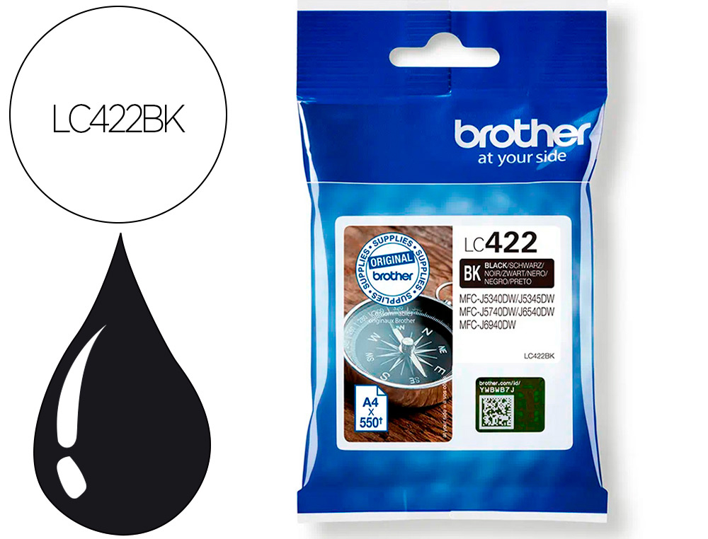 INK-JET BROTHER LC-422BK NEGRO MFC-J5340DW / MFC-J5740DW / MFC-J6540DW / MFC-J6940DW 550 PAGINAS