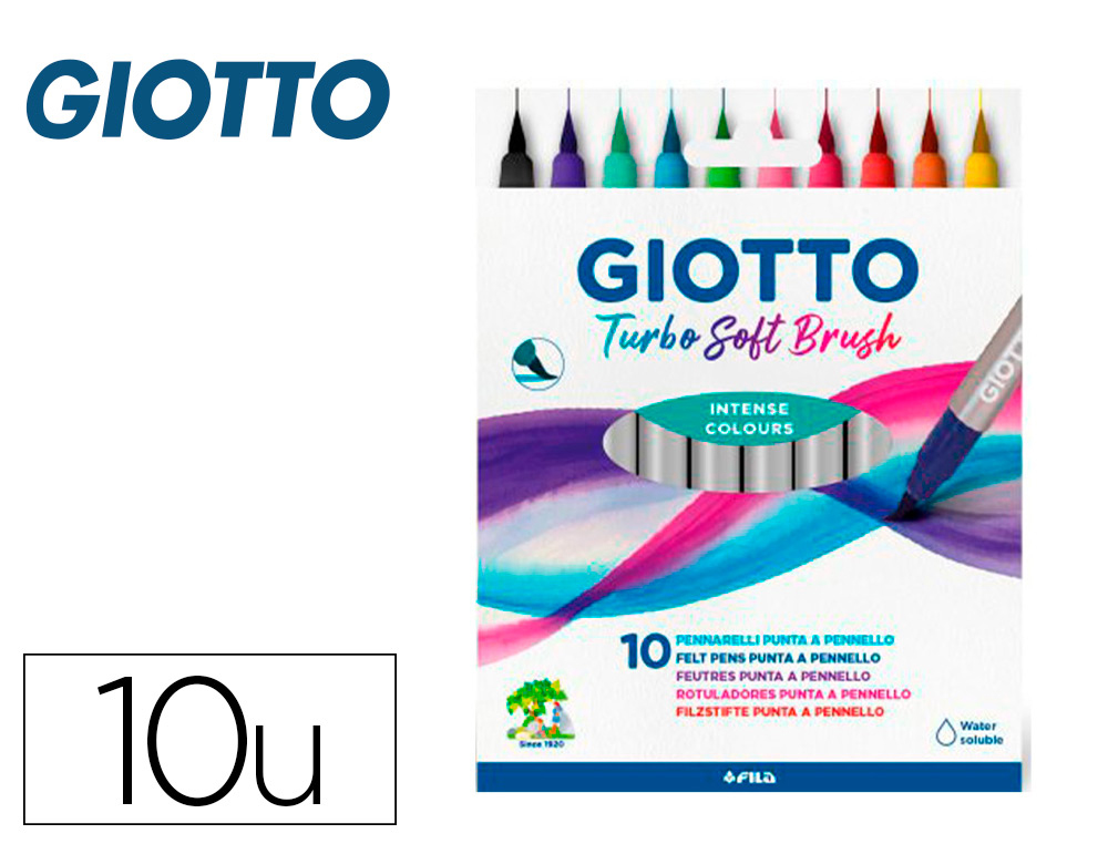 ROTULADOR GIOTTO TURBO SOFT BRUSH PUNTA DE PINCEL CAJA DE 10 UNIDADES COLORES SURTIDOS