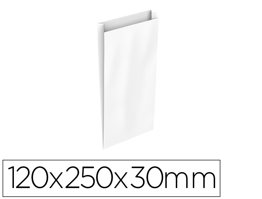 SOBRE PAPEL BASIKA CELULOSA BLANCO CON FUELLE XS 120X250X30 MM PAQUETE DE 25 UNIDADES