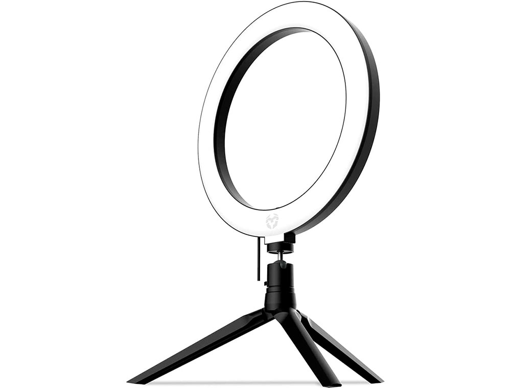 ARO DE LUZ KROM KIGHT LED 25 CM DIAMETRO 3 MODOS EN COLOR CON TRIPODE INCLUIDO