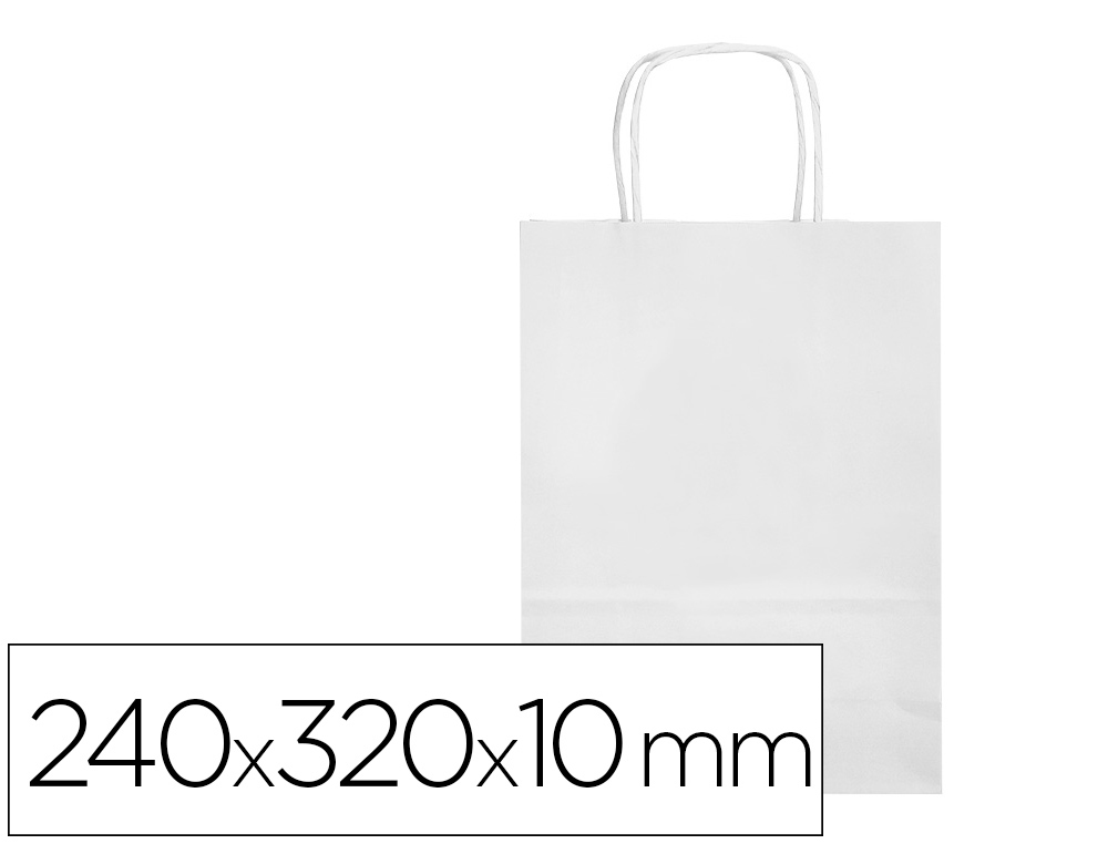 BOLSA PAPEL Q-CONNECT CELULOSA BLANCO S CON ASA RETORCIDA 240X320X10 MM