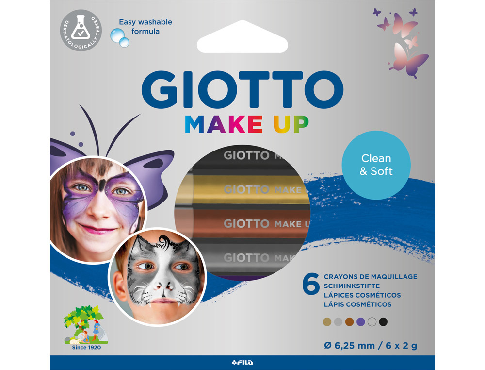 SET GIOTTO MAKE UP 6 LAPICES COSMETICOS COLORES METALICOS