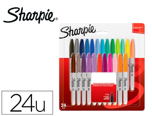 [2065405] ROTULADOR SHARPIE PERMANENTE FINO BLISTER 24 UNIDADES COLORES SURTIDOS