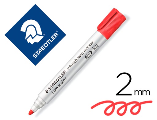 [351-2] ROTULADOR STAEDTLER LUMOCOLOR 351 PARA PIZARRA BLANCA PUNTA REDONDA 2 MM RECARGABLE COLOR ROJO