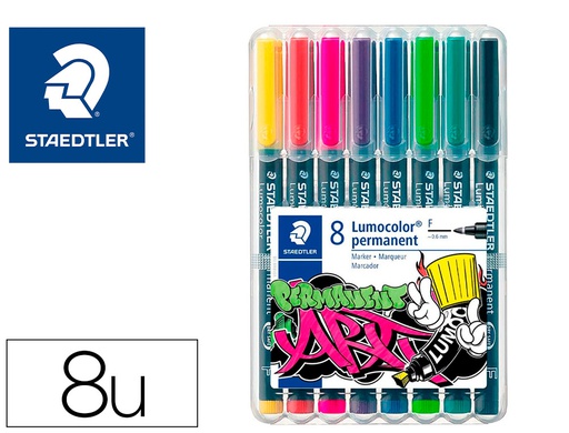 [318 WP8-1] ROTULADOR STAEDTLER LUMOCOLOR RETROPROYECCION PUNTA DE FIBRA 318 ESTUCHE DE 8 UNIDADES COLORES SURTIDOS