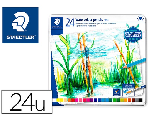 [14610C M24] LAPICES DE COLORES STAEDTLER ACUARELABLES CAJA METAL DE 24 UNIDADES COLORES SURTIDOS