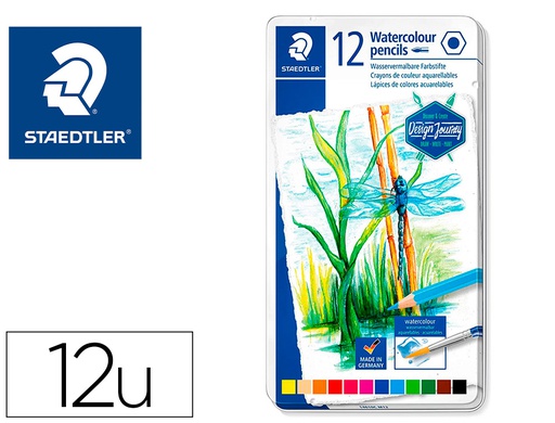 [14610C M12] LAPICES DE COLORES STAEDTLER ACUARELABLES CAJA METAL DE 12 UNIDADES COLORES SURTIDOS