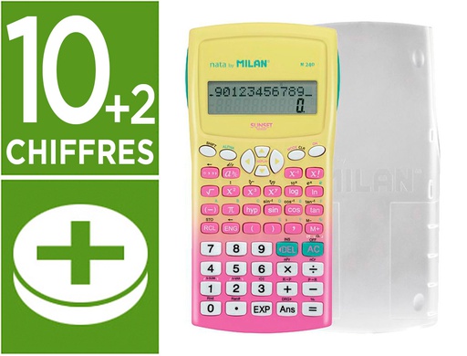 [159110SNPBL] CALCULADORA MILAN CIENTIFICA M240 SUNSET TAPA TRANSLUCIDA 2 LINEAS 240 FUNCIONES 10+2 DIGITOS COLOR ROSA /AMARILLO