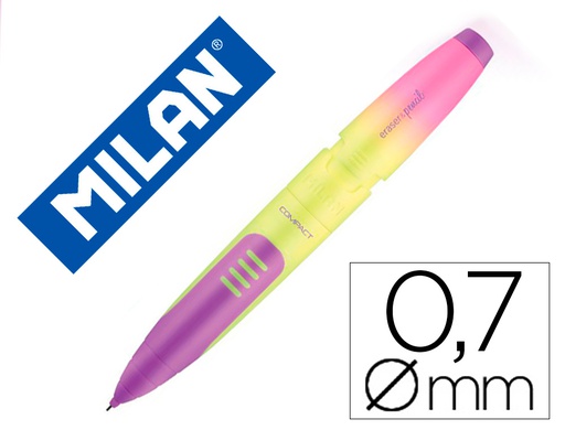 [18502920SN] PORTAMINAS MILAN COMPACT SUNSET 0,7 MM CON GOMA DE BORRAR COLORES SURTIDOS
