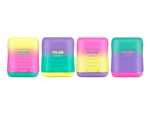 [20166224SN] SACAPUNTAS MILAN COMPACT SUNSET PLASTICO 2 USOS COLORES SURTIDOS