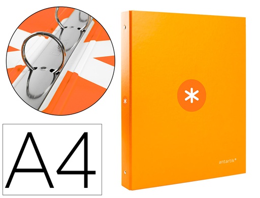 [KA68] CARPETA ANTARTIK A4 FORRADA 4 ANILLAS 25 MM REDONDAS COLOR MOSTAZA