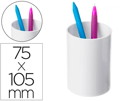 [771 BL PS] CUBILETE PORTALAPICES ARCHIVO 2000 BLANCO PASTEL OPACO PLASTICO 100% RECICLADO DIAMETRO 75 MM ALTO 105 MM
