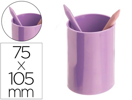 [771 ML PS] CUBILETE PORTALAPICES ARCHIVO 2000 MALVA PASTEL OPACO PLASTICO 100% RECICLADO DIAMETRO 75 MM ALTO 105 MM