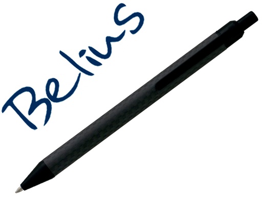 [BB222] BOLIGRAFO BELIUS POTSDAM NEGRO CUERPO FIBRA CARBON TINTA GEL AZUL EN ESTUCHE