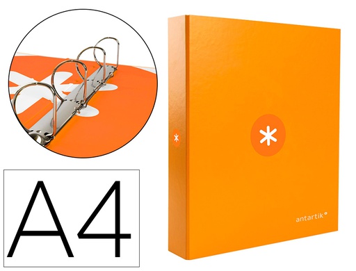 [KA62] CARPETA 4 ANILLAS 40 MM MIXTAS ANTARTIK A4 FORRADA COLOR MOSTAZA