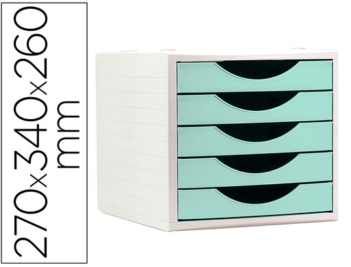 [4005 VE PS] FICHERO CAJONES DE SOBREMESA ARCHIVO 2000 5 CAJONES COLOR VERDE PASTEL 270X340X260 MM