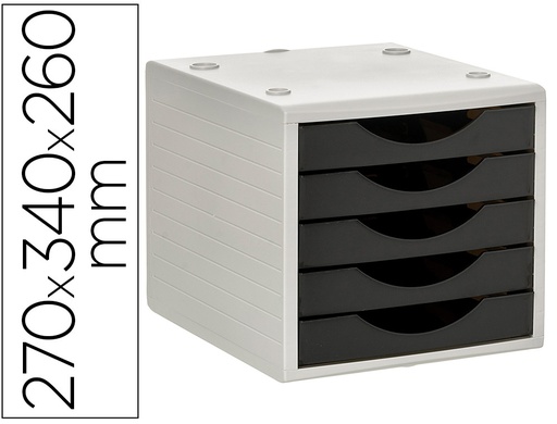 [4005 NE] FICHERO CAJONES DE SOBREMESA ARCHIVO 2000 5 CAJONES COLOR NEGRO OPACO 270X340X260 MM