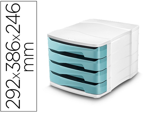 [1039490991] FICHERO CAJONES DE SOBREMESA CEP PROTECT ANTIBACTERIANO 4 CAJONES COLOR BLANCO/VERDE AGUA 292X386X246 MM