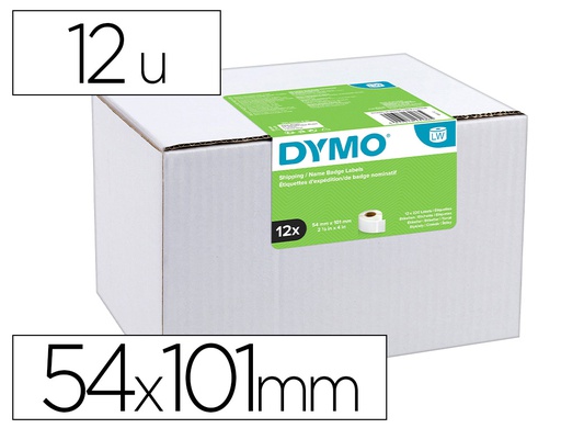 [S0722420] ETIQUETA ADHESIVA DYMO LABELWRITER ENVIO/TARJETAS DE IDENTIFICACION BLANCA 54X101 MM PACK 12 ROLLOS