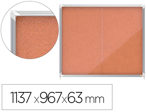 [1915332] VITRINA DE ANUNCIOS NOBO PREMIUM PLUS CORCHO CON PUERTA CORREDERA 15 X DIN A4 1137X967X63 MM