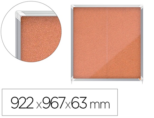 [1902574] VITRINA DE ANUNCIOS NOBO PREMIUM PLUS CORCHO CON PUERTA CORREDERA 12 X DIN A4 922X967X63 MM
