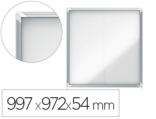 [1902570] VITRINA DE ANUNCIOS NOBO PREMIUM PLUS MAGNETICA CON PUERTA CORREDERA 12 X DIN A4 997X972X54 MM