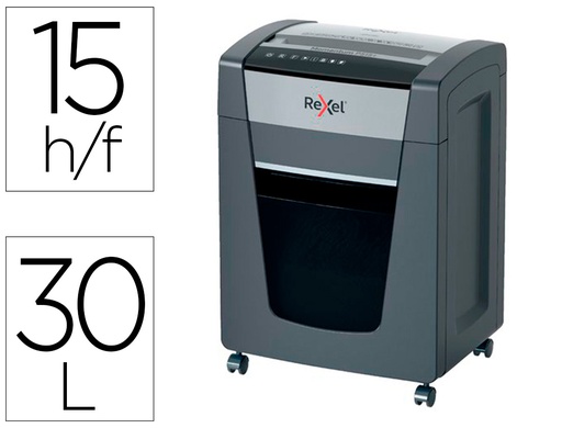 [2021515MEU] DESTRUCTORA DE DOCUMENTOS REXEL MOMENTUM EXTRA P515+ CAPACIDAD CORTE 15 H P5 DESTRUYE GRAPAS CLIPS CD Y