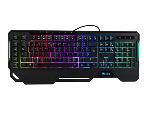 [GKX-450] TECLADO NGS GAMING PROFESIONAL 104 TECLAS LUCES RGB CON REPOSAMUÑECAS CABLE 1,8 M COLOR NEGRO